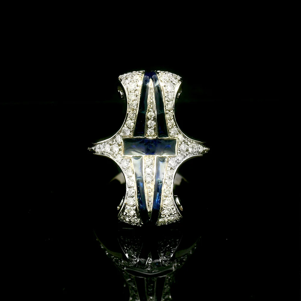 Diamond Ring with Plique-à-Jour Enamel - "Bedazzled" - Image 9