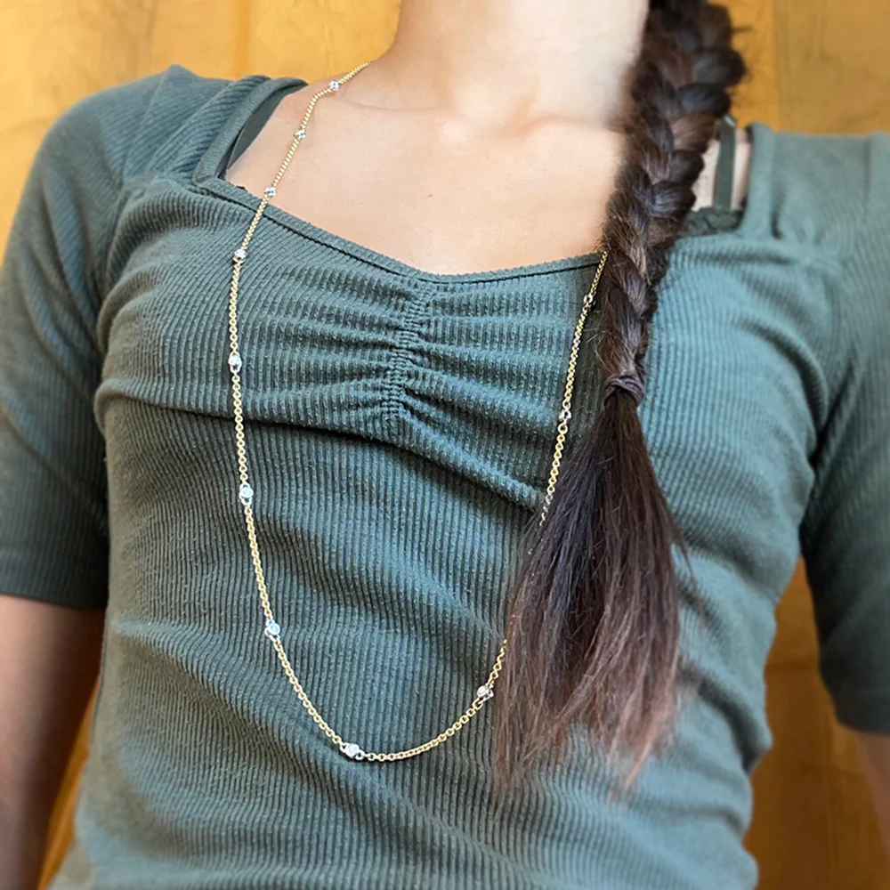 Diamond Rolling Link Station Necklace - "Celebration" - Image 4