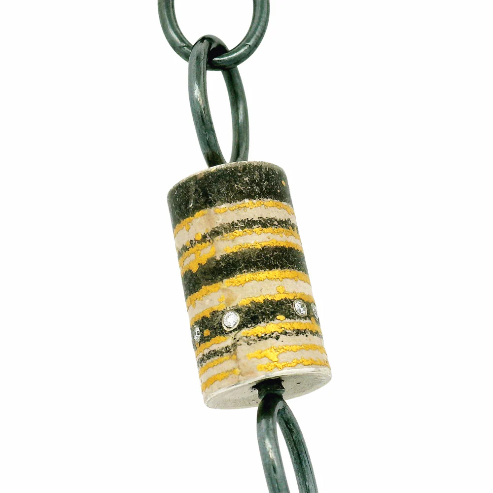 Diamond, Silver, Palladium & Gold Vario Pendant - "Strata"