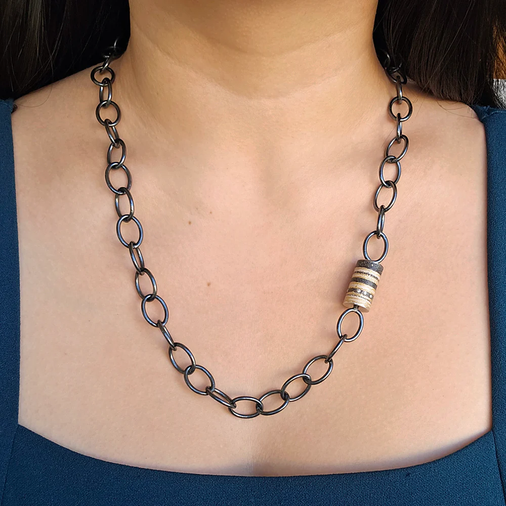 Diamond, Silver, Palladium & Gold Vario Pendant - "Strata" - Image 2