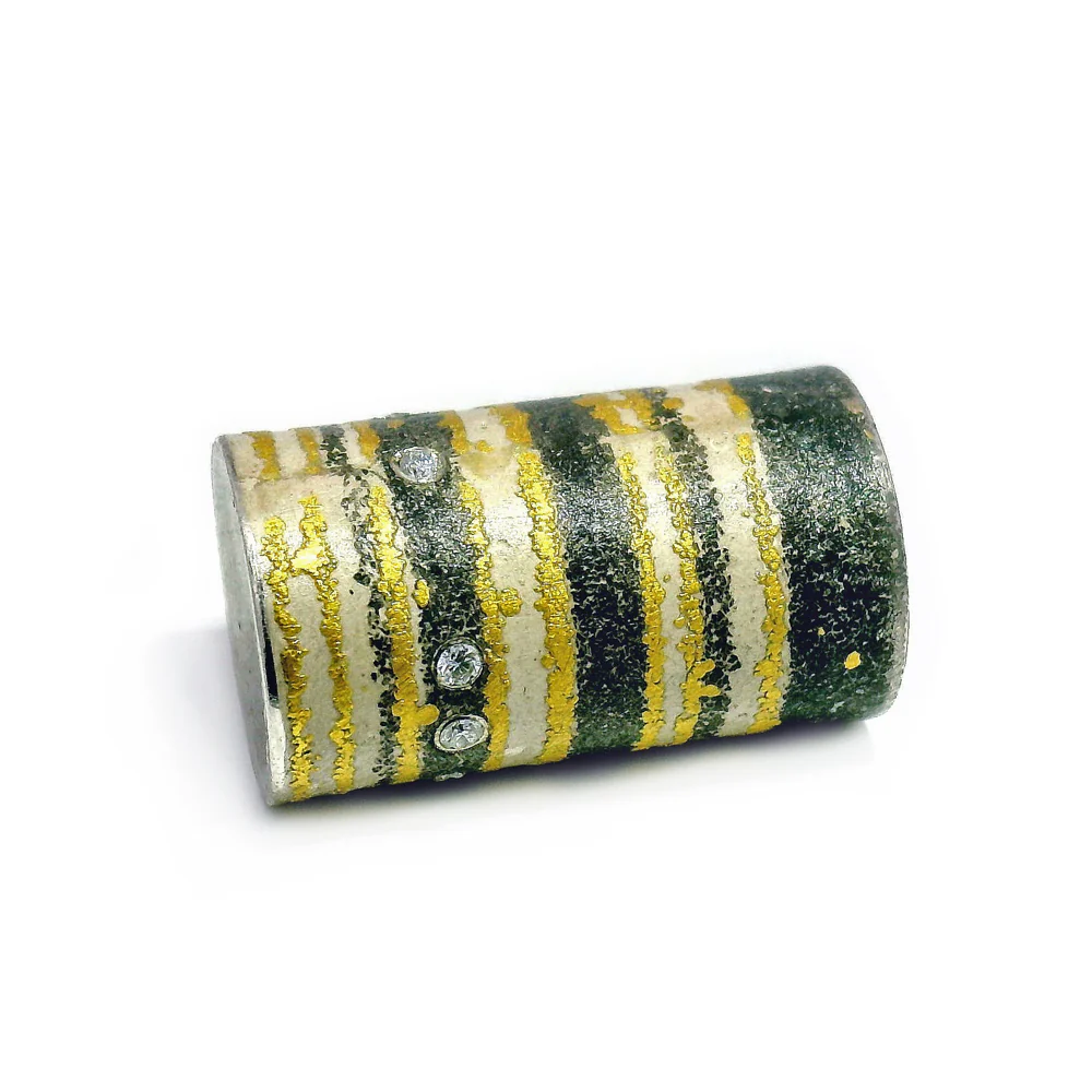 Diamond, Silver, Palladium & Gold Vario Pendant - "Strata" - Image 3