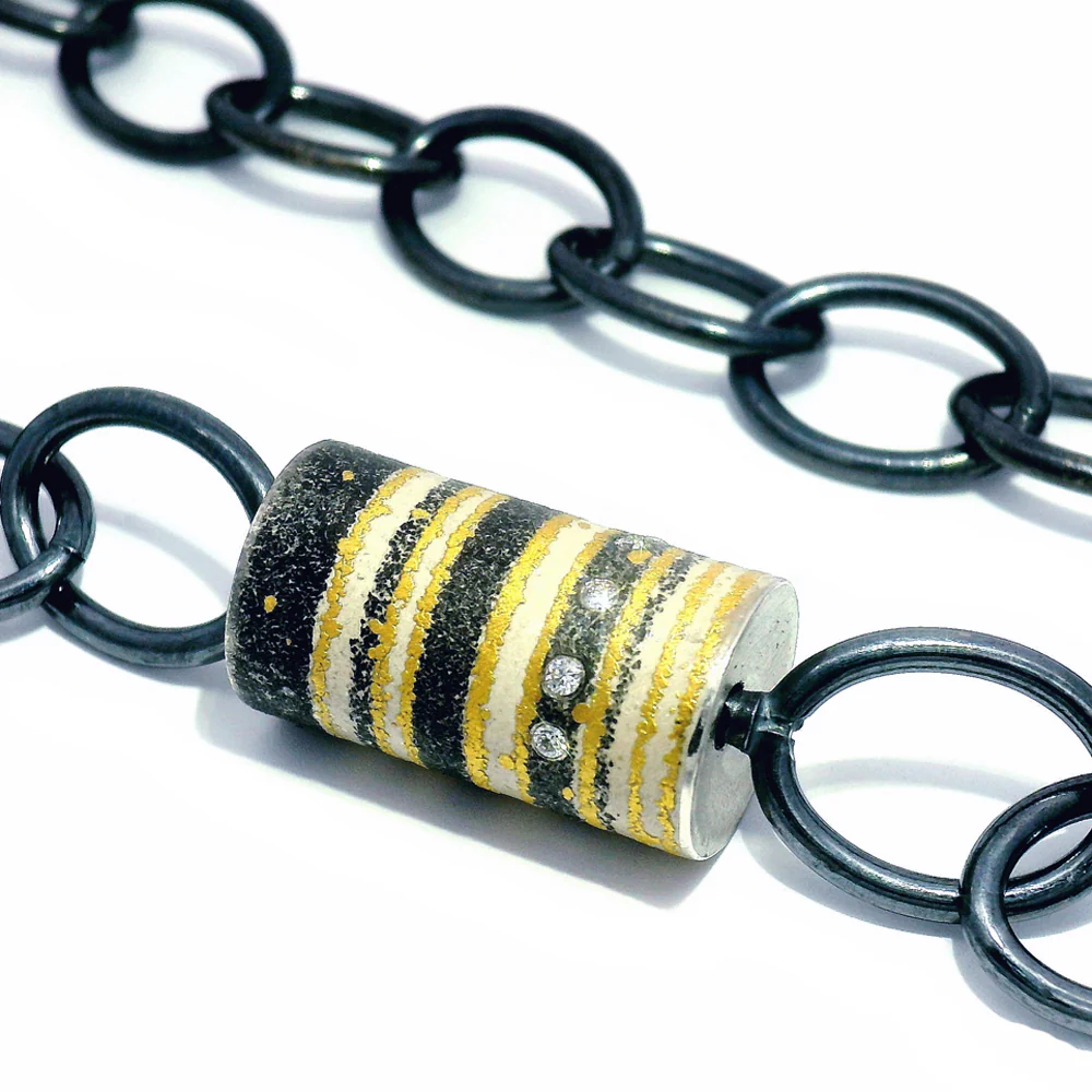 Diamond, Silver, Palladium & Gold Vario Pendant - "Strata" - Image 5