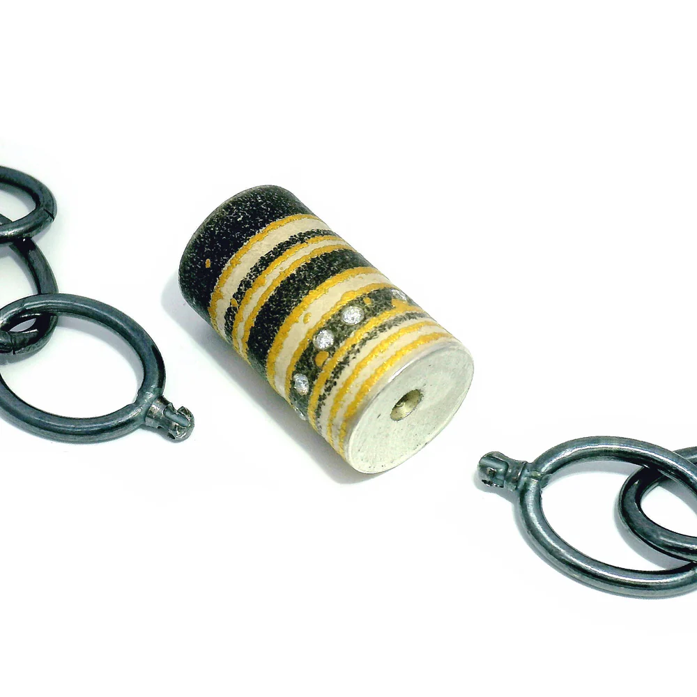 Diamond, Silver, Palladium & Gold Vario Pendant - "Strata" - Image 6