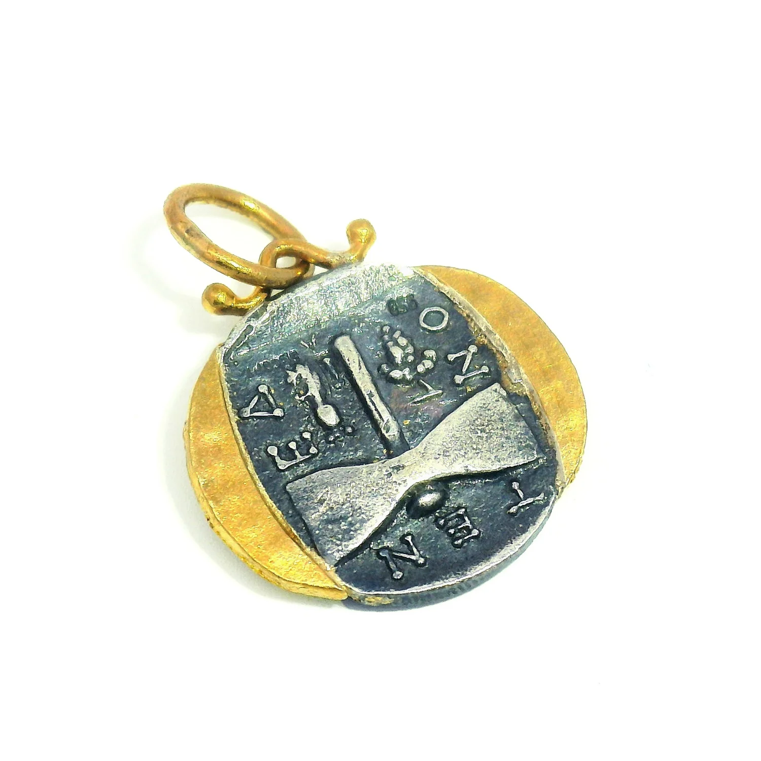 Diamond, Silver & Yellow Gold Janus Pendant - "The Beginning & The End" - Image 2