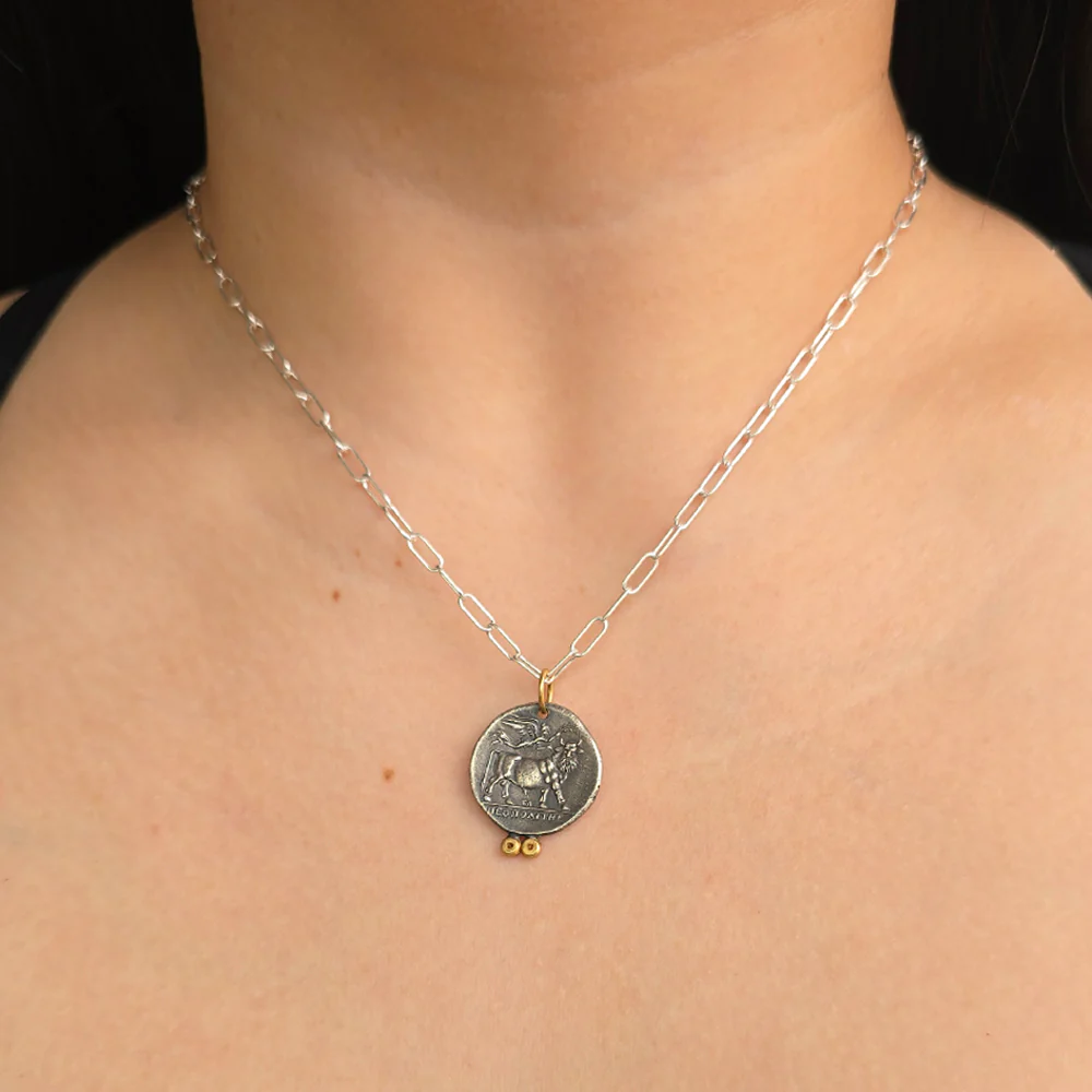 Diamond, Silver & Yellow Gold Pendant - "Diana" - Image 4
