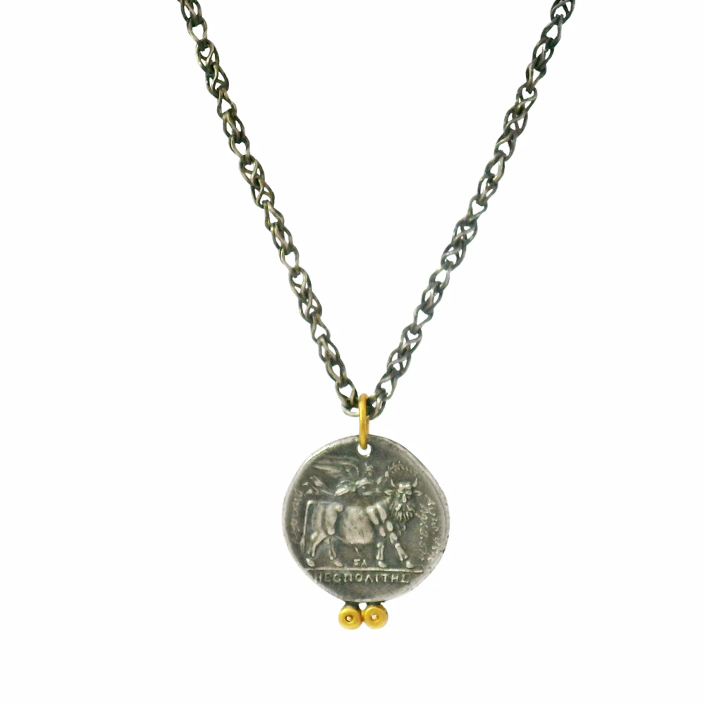 Diamond, Silver & Yellow Gold Pendant - "Diana" - Image 5
