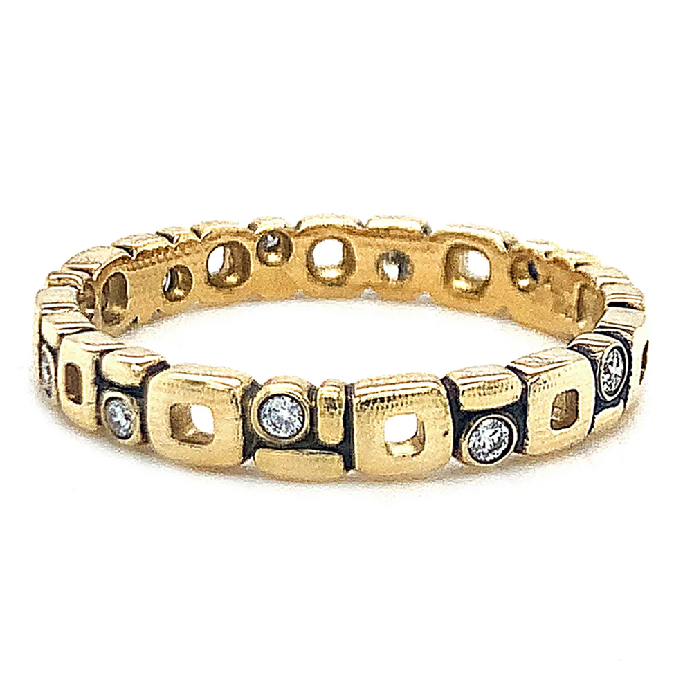 Diamond & Yellow Gold Band - "Micro Window" - Image 2