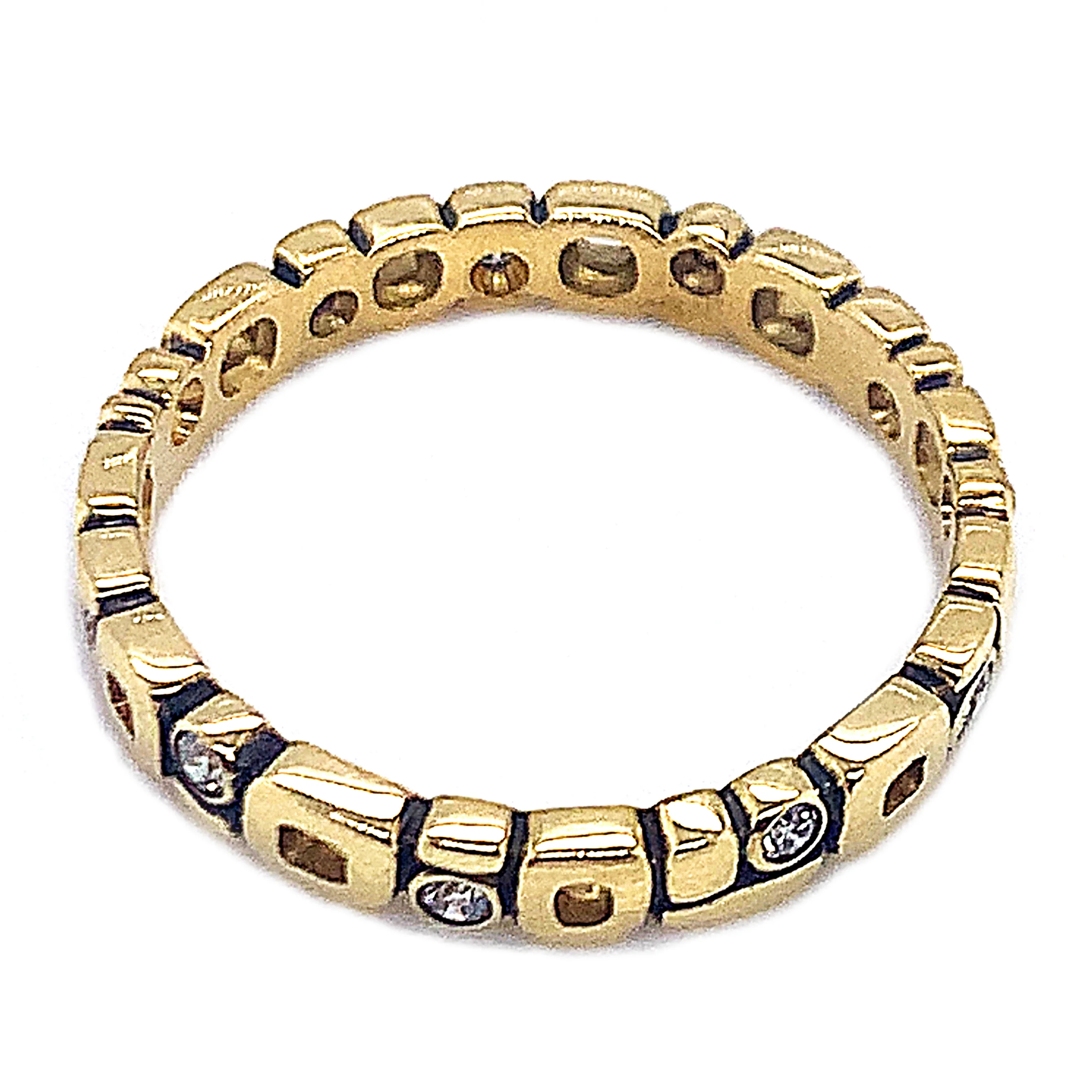 Diamond & Yellow Gold Band - "Micro Window" - Image 3