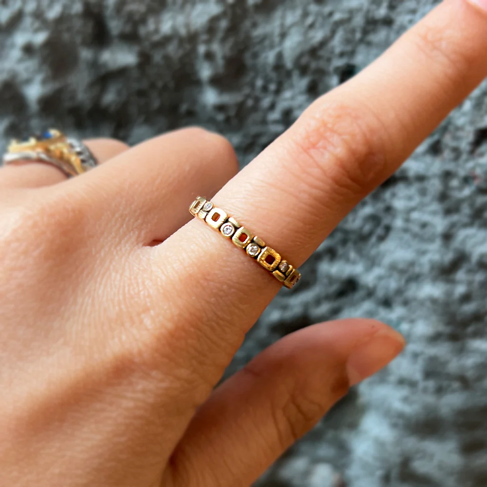Diamond & Yellow Gold Band - "Micro Window" - Image 4