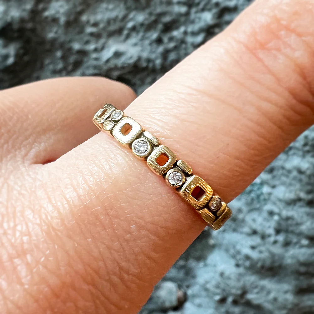 Diamond & Yellow Gold Band - "Micro Window" - Image 5