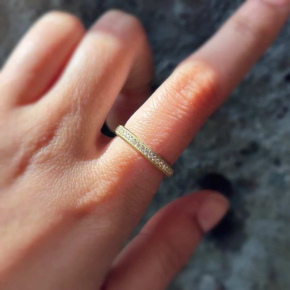 Diamond & Yellow Gold Eternity Band - "Hana" - Image 2