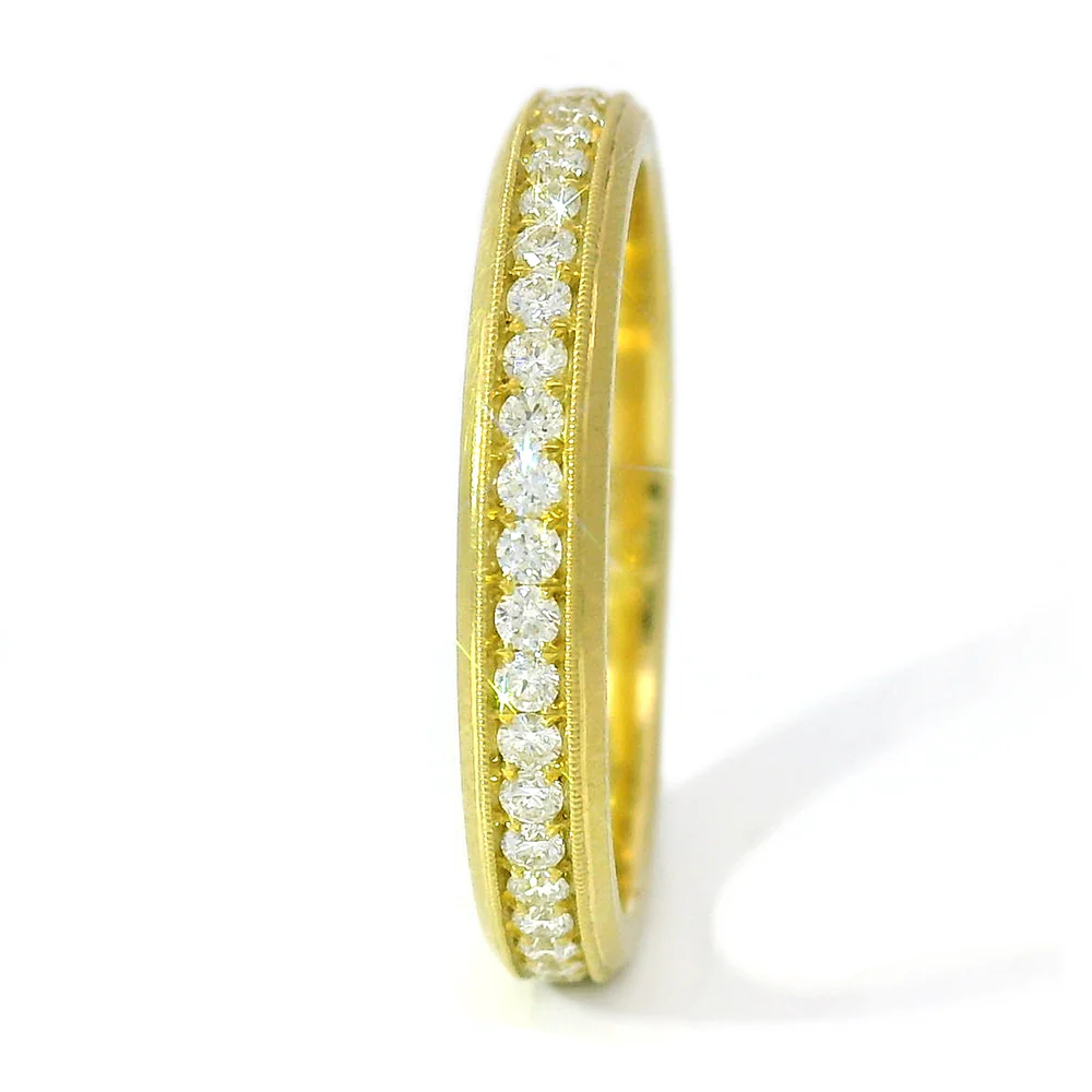 Diamond & Yellow Gold Eternity Band - "Hana" - Image 4