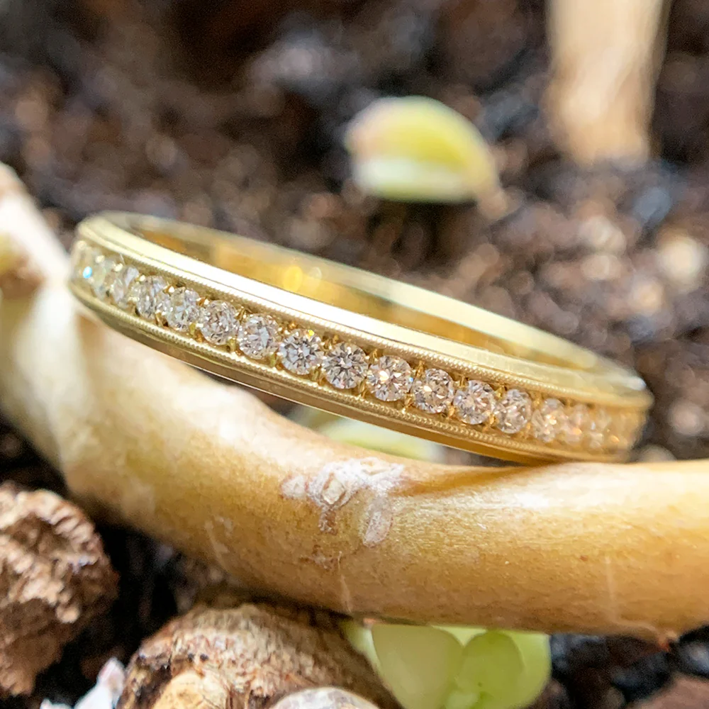 Diamond & Yellow Gold Eternity Band - "Hana" - Image 5