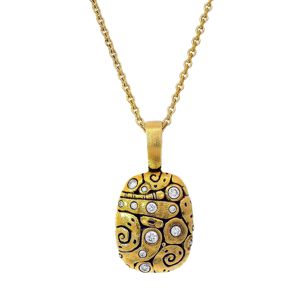 Diamond & Yellow Gold Pendant - "Flora" - Image 3