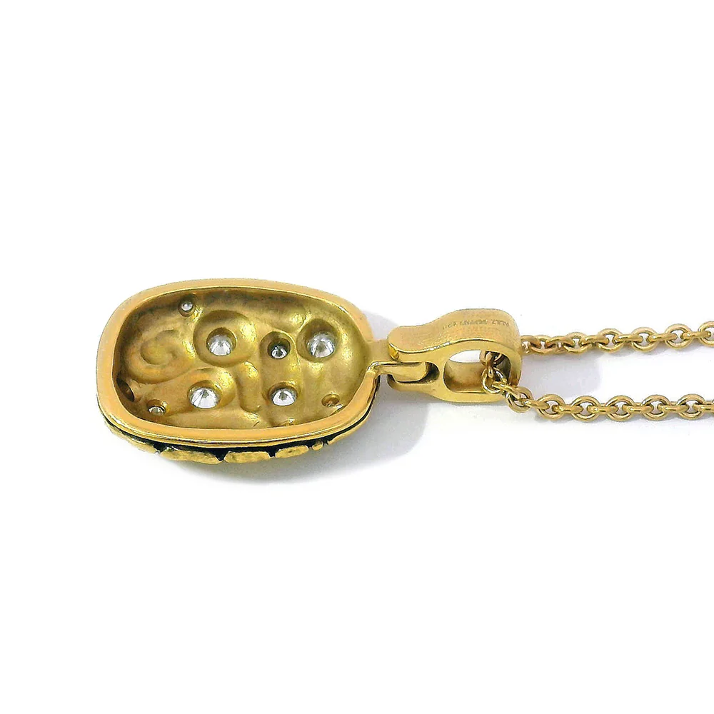 Diamond & Yellow Gold Pendant - "Flora" - Image 6