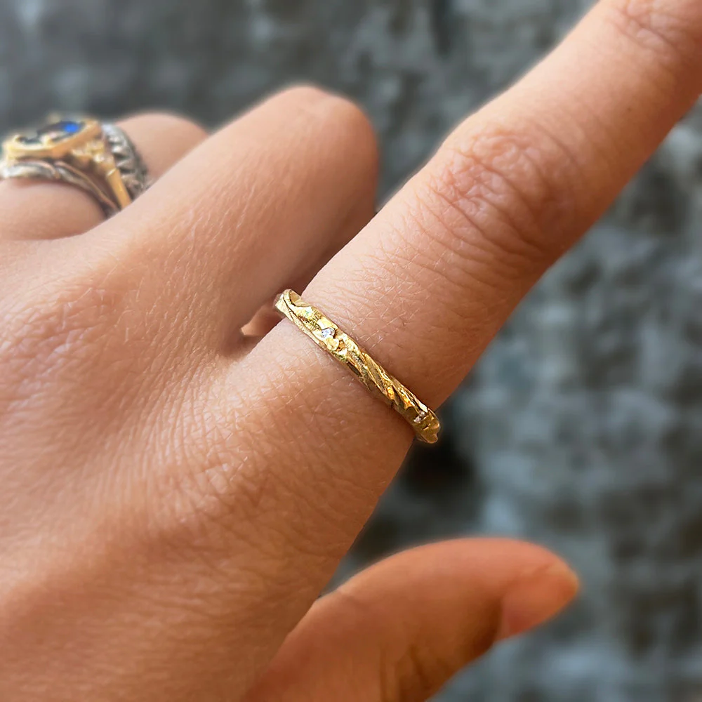 Diamond & Yellow Gold Ring - "Arches" - Image 2