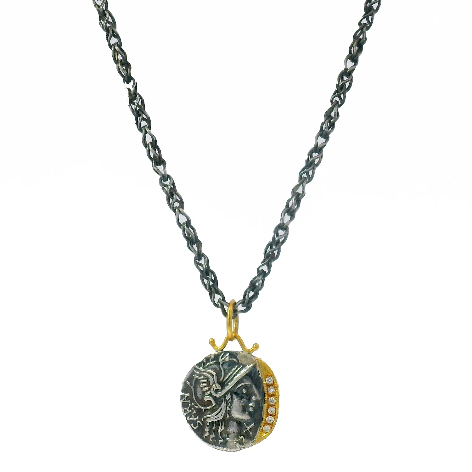 Diamond, Yellow Gold & Silver Coin Pendant - "Roman Soldier" - Image 5