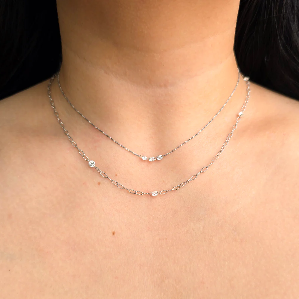 Diamond & Platinum Link Necklace - "Medina Orbit 5" - Image 4