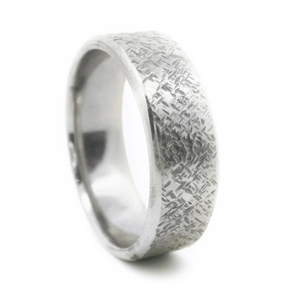 Heavy Textured Sterling Silver Men's Band - "Open Road" - Image 2