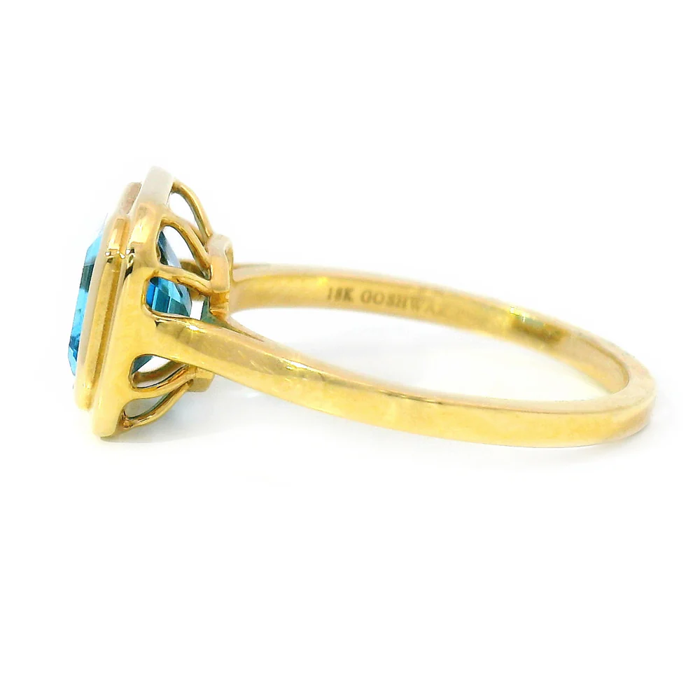 Emerald-Cut Blue Topaz Ring - "Manhattan" - Image 3