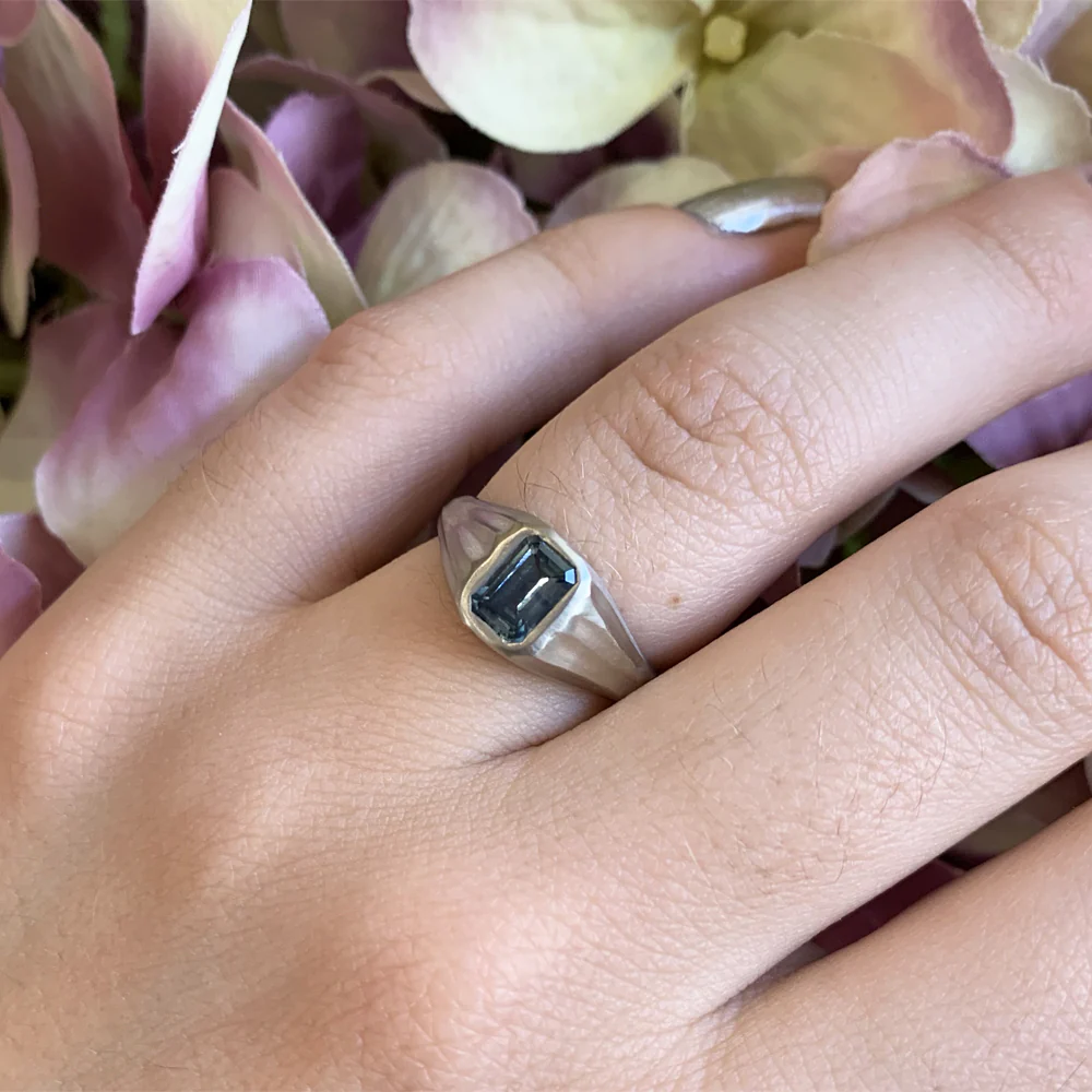 Emerald-Cut Montana Sapphire Signet Ring -"Roam Free" - Image 3