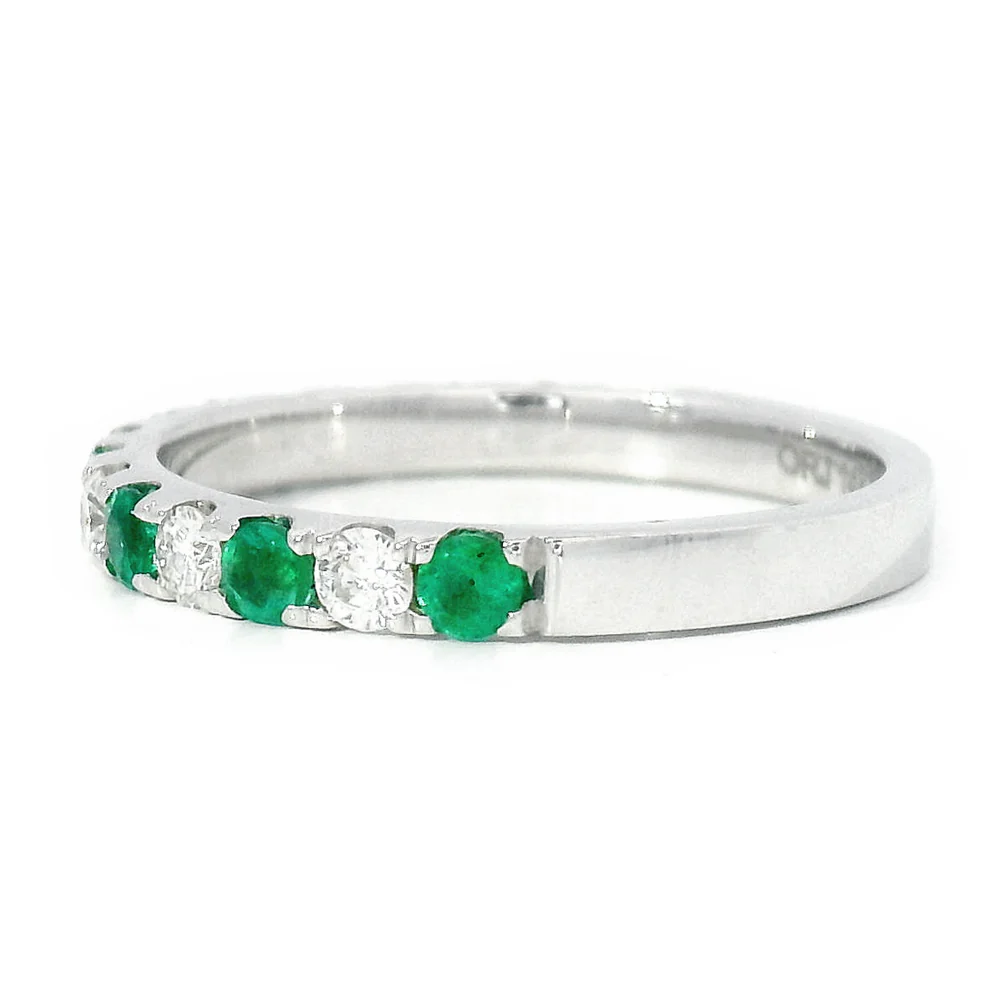 Emerald, Diamond & White Gold Ring - "Cadence" - Image 2