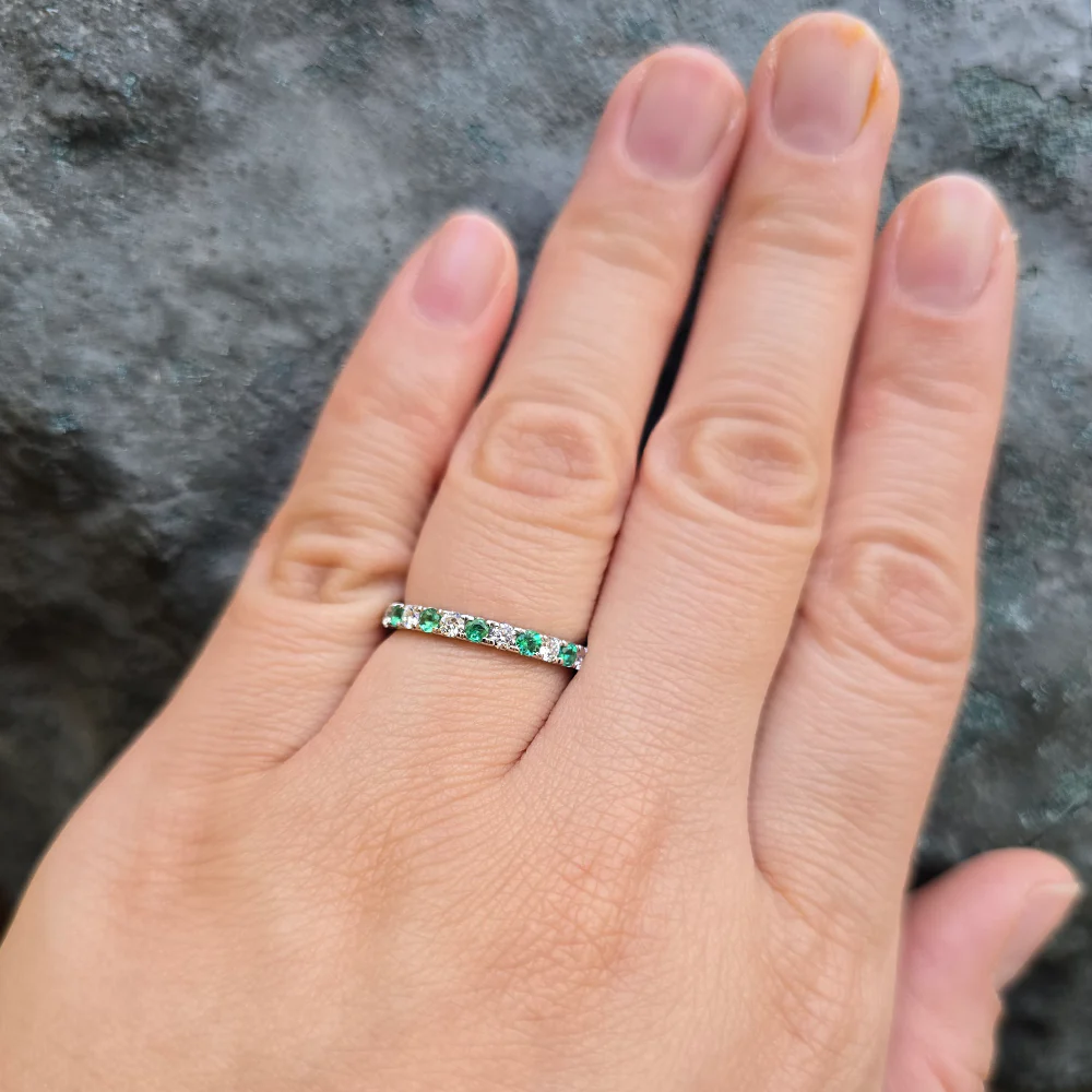 Emerald, Diamond & White Gold Ring - "Cadence" - Image 4