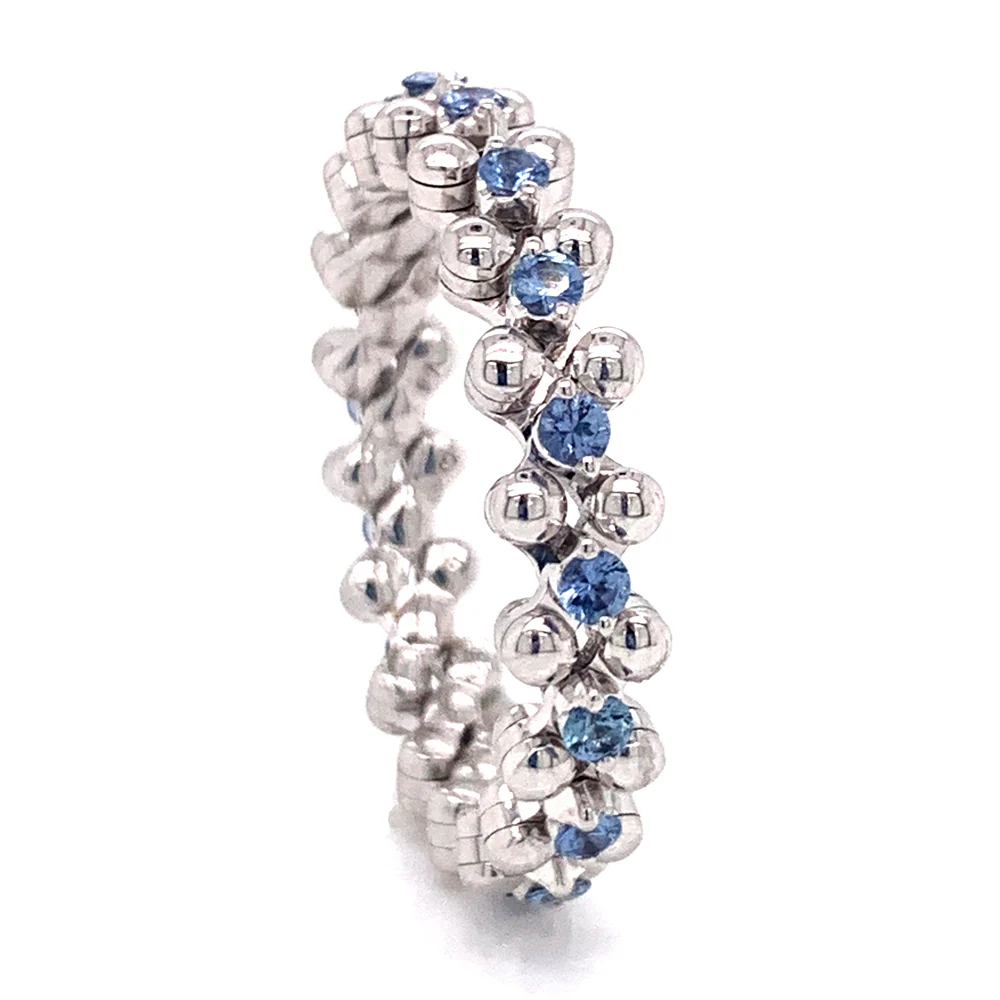 Exclusive Montana Yogo Sapphire & 18K White Gold Single Row Expandable Ring - Image 4