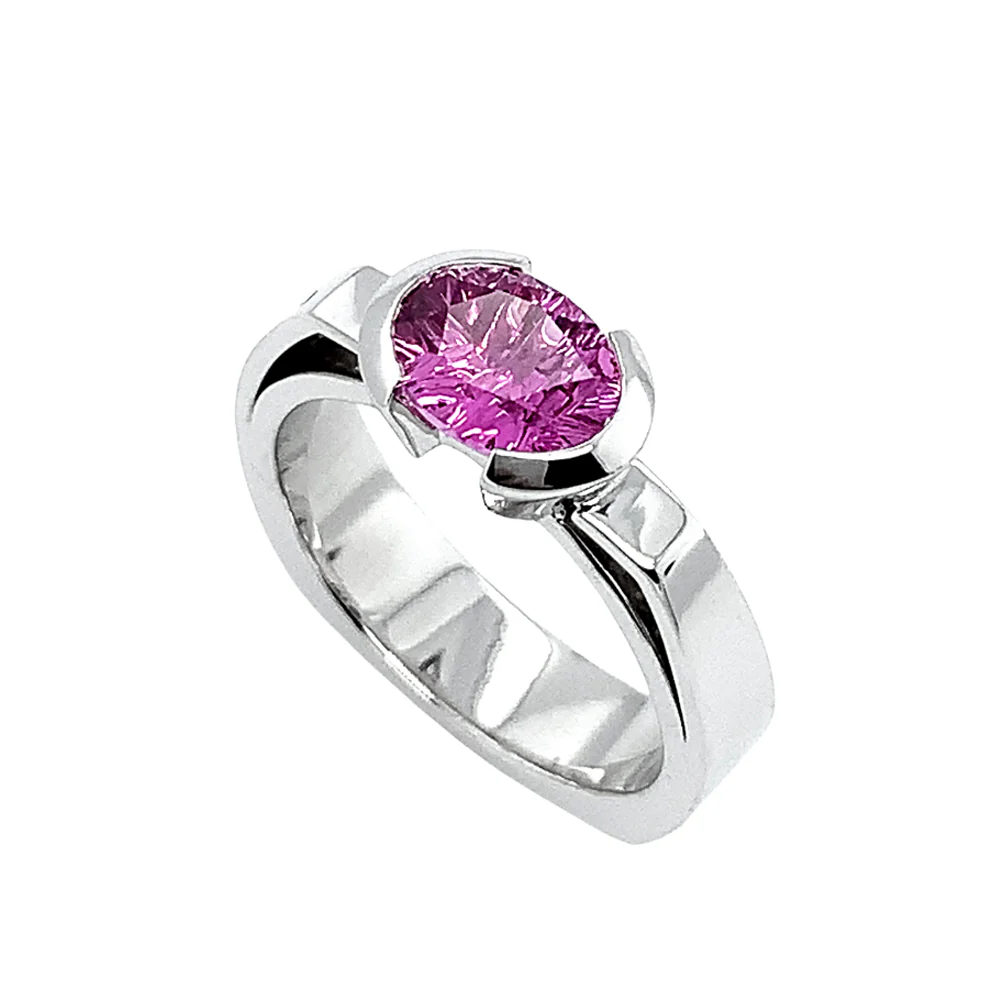 Fantasy-Cut Hot Pink Sapphire Engagement Ring- "Cosmopolitan" - Image 3