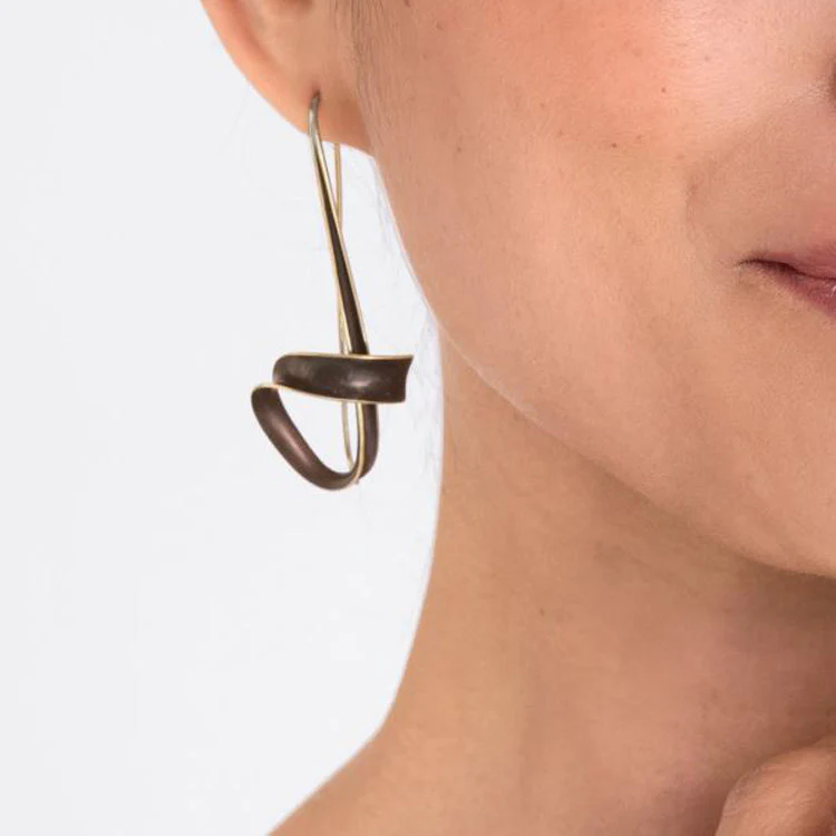 Bronze Ribbon Earrings - "Flourish" - Image 3