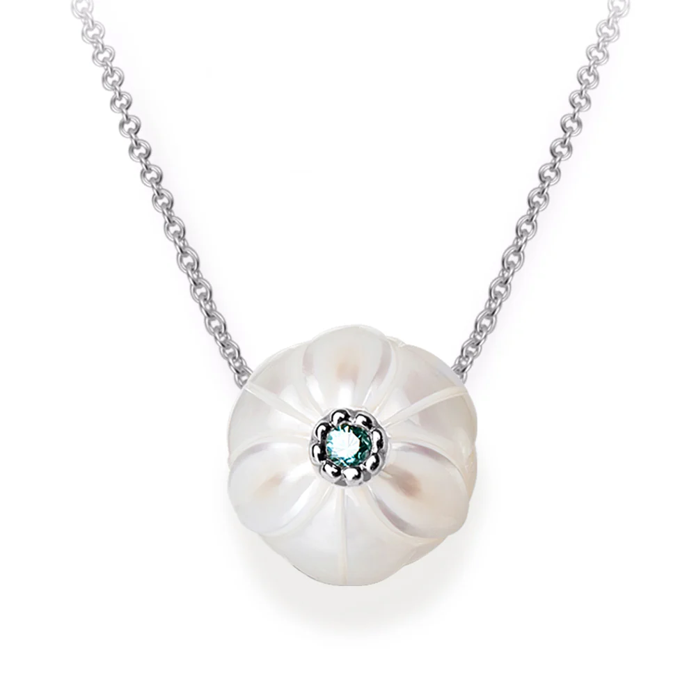Freshwater Pearl & Blue Topaz Necklace - "Narcissus" - Image 2