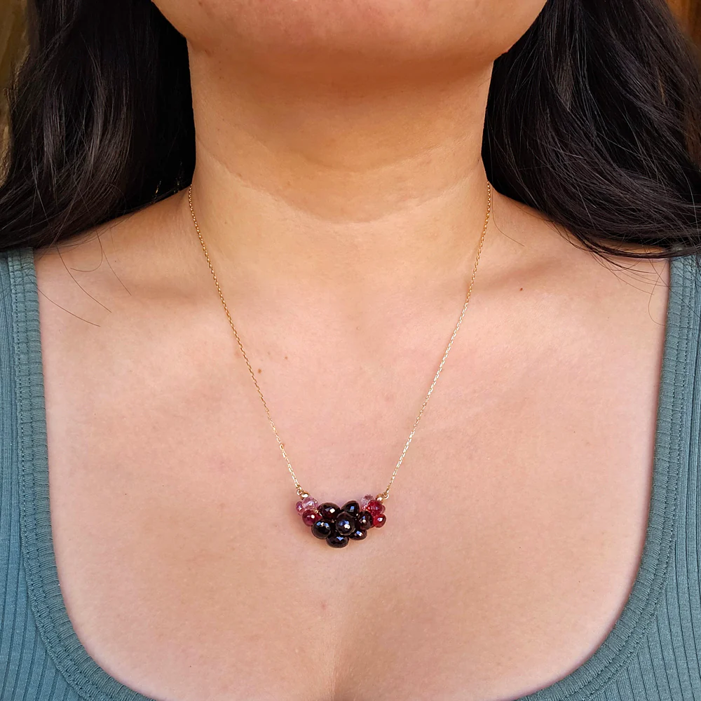 Garnet Briolette Cluster Necklace - "Large Cloud" - Image 2