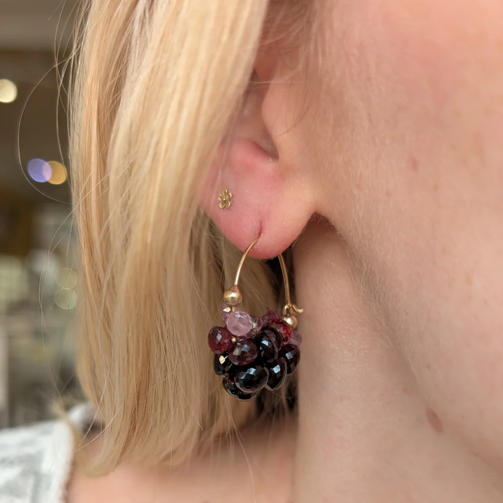 Garnet Briolette Earrings - "Medium Clouds" - Image 2