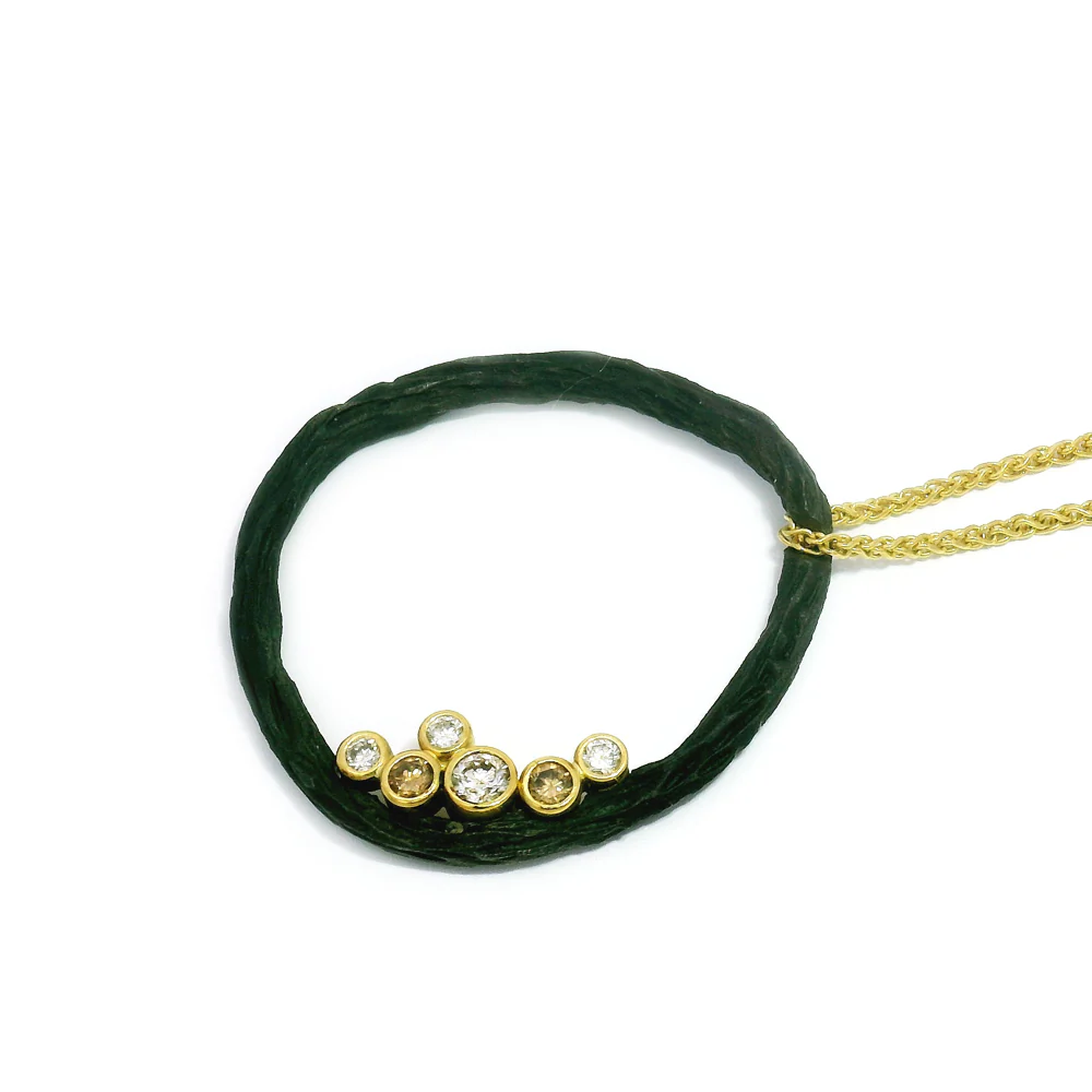 Gold & Cobalt Chrome Diamond Necklace - "Pebble Beach" - Image 4