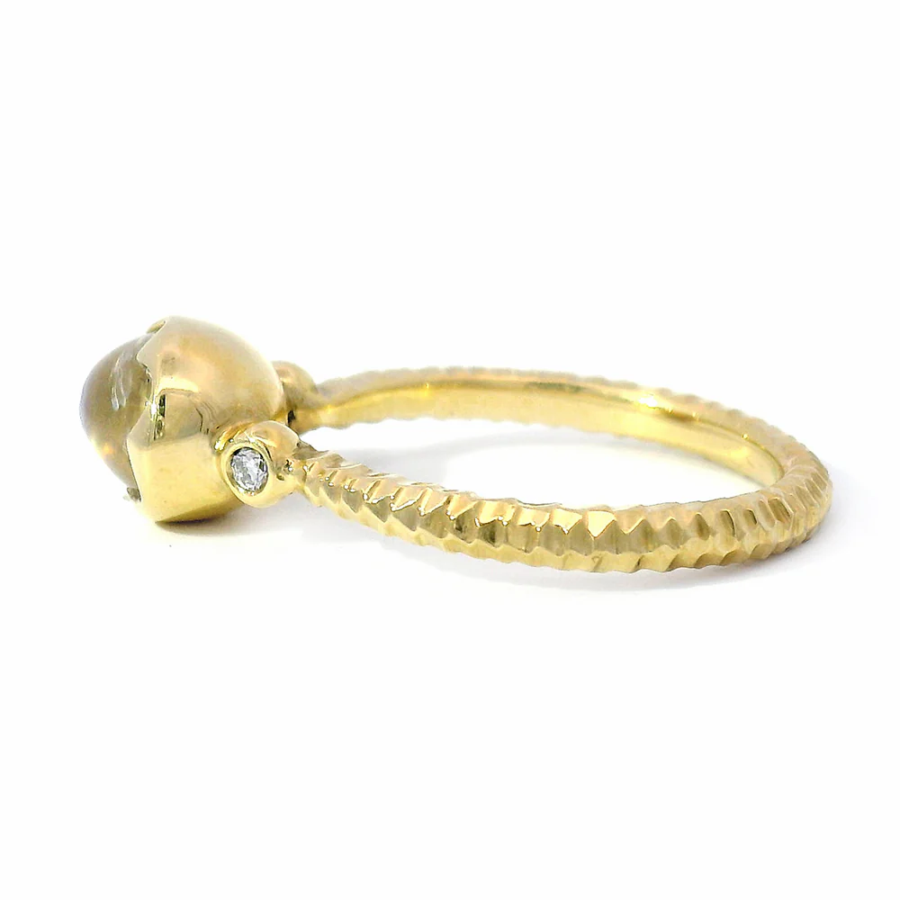 Rainbow Moonstone & Diamond Wishing Well Ring - "Prismatic Daydream" - Image 5