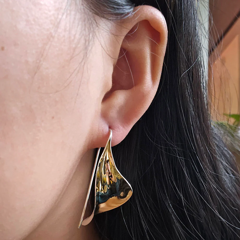 Gold & Sterling Silver Drop Earrings -"Springtime of Youth" - Image 2