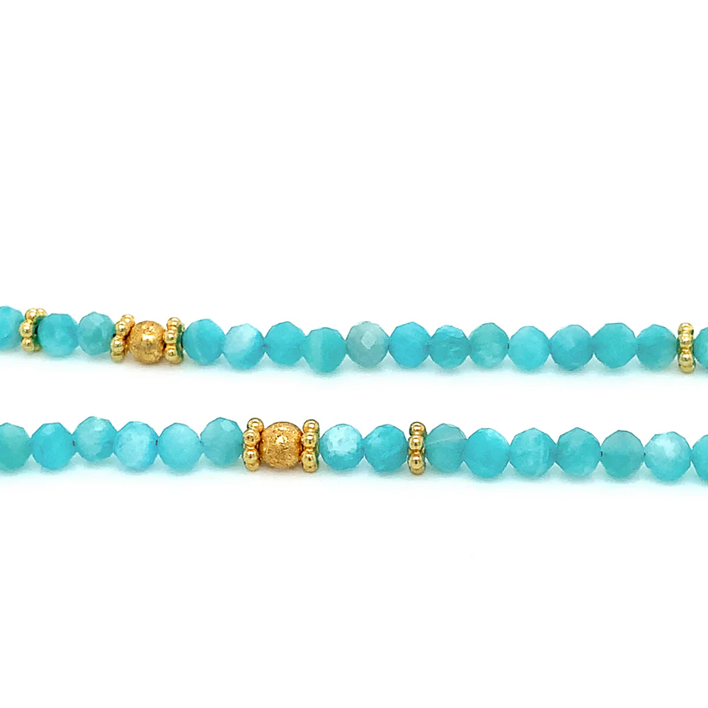 Gold Vermeil & Amazonite Beaded Necklace - Image 2