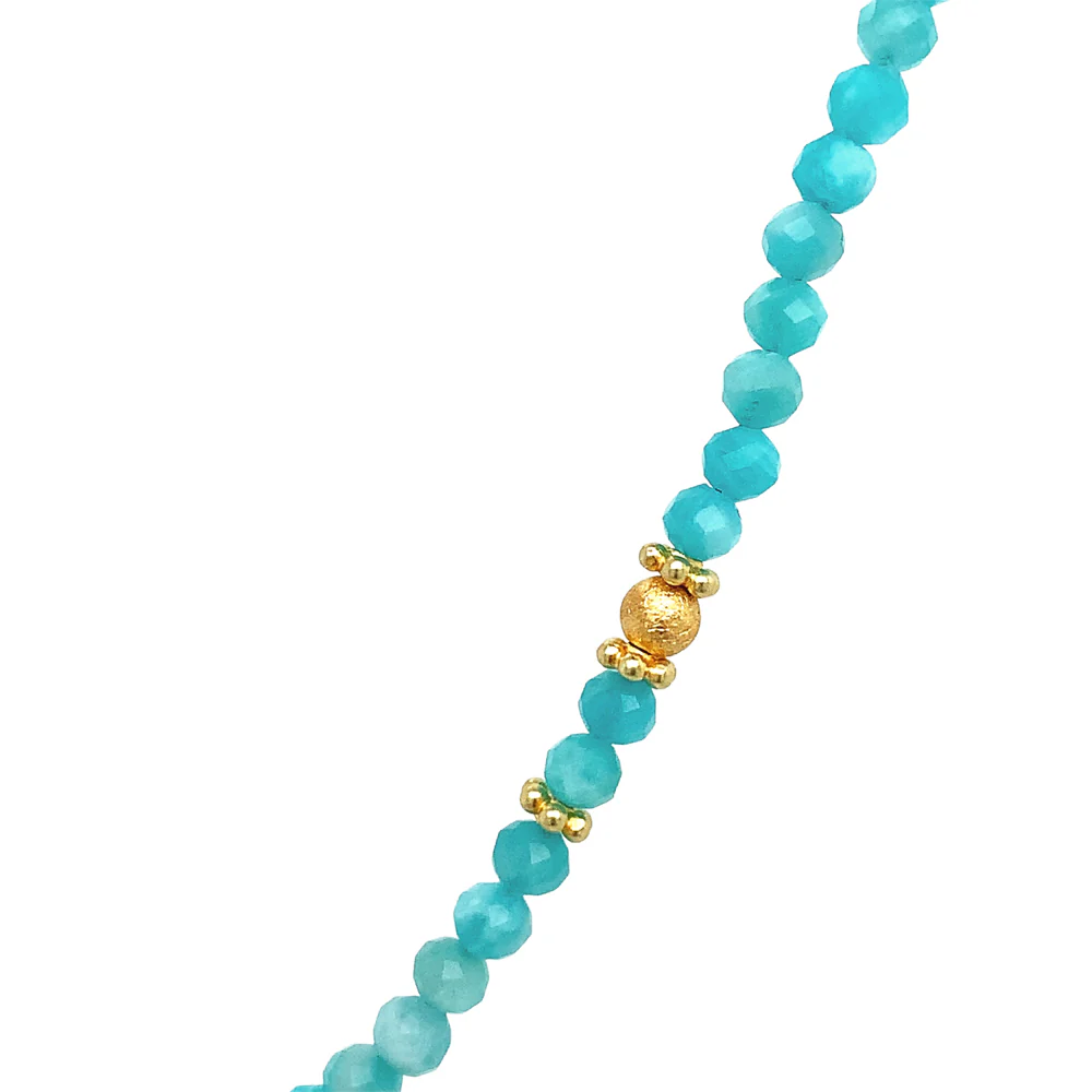 Gold Vermeil & Amazonite Beaded Necklace - Image 3