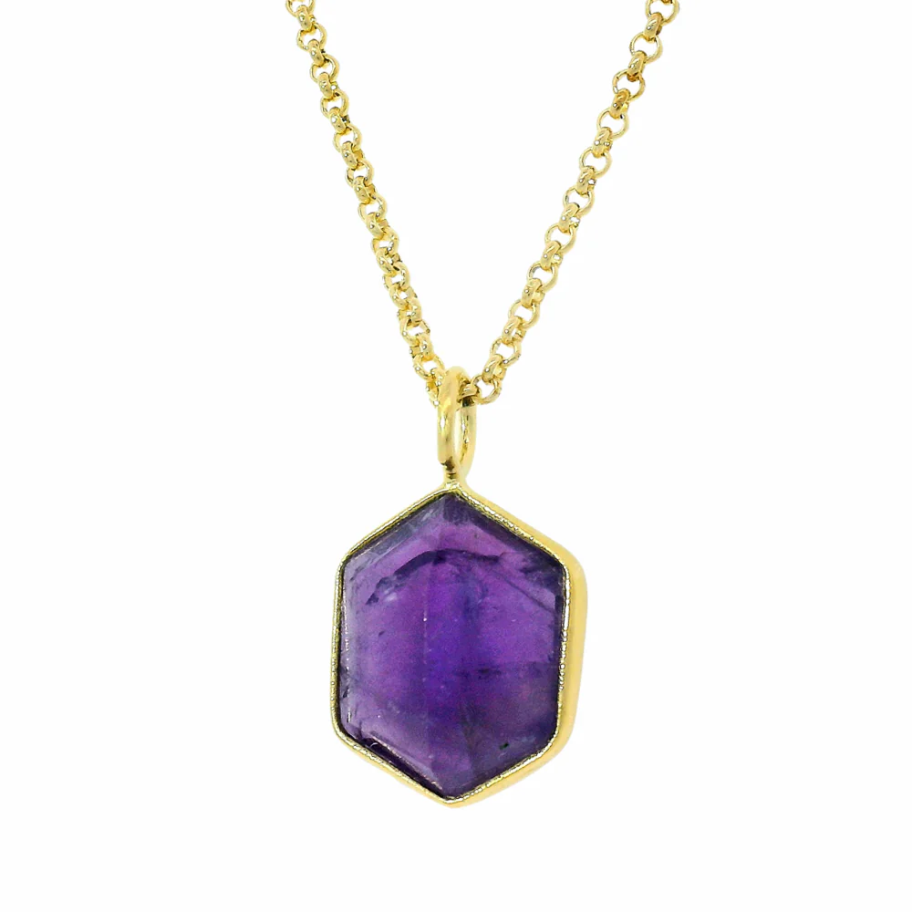 Gold Vermeil & Amethyst Necklace "Geo" - Image 3