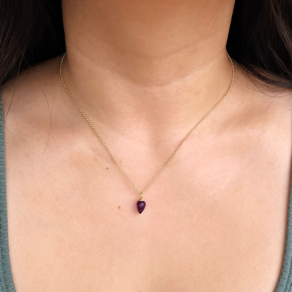Gold Vermeil Amethyst Necklace - "Pendulum" - Image 2