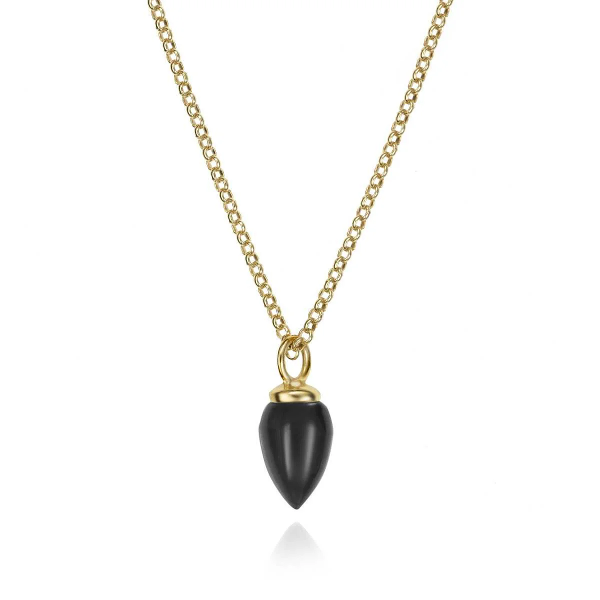 Gold Vermeil Black Onyx Necklace - "Pendulum"