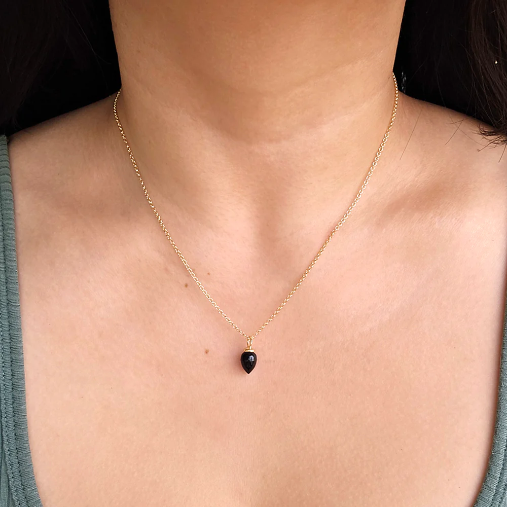 Gold Vermeil Black Onyx Necklace - "Pendulum" - Image 2