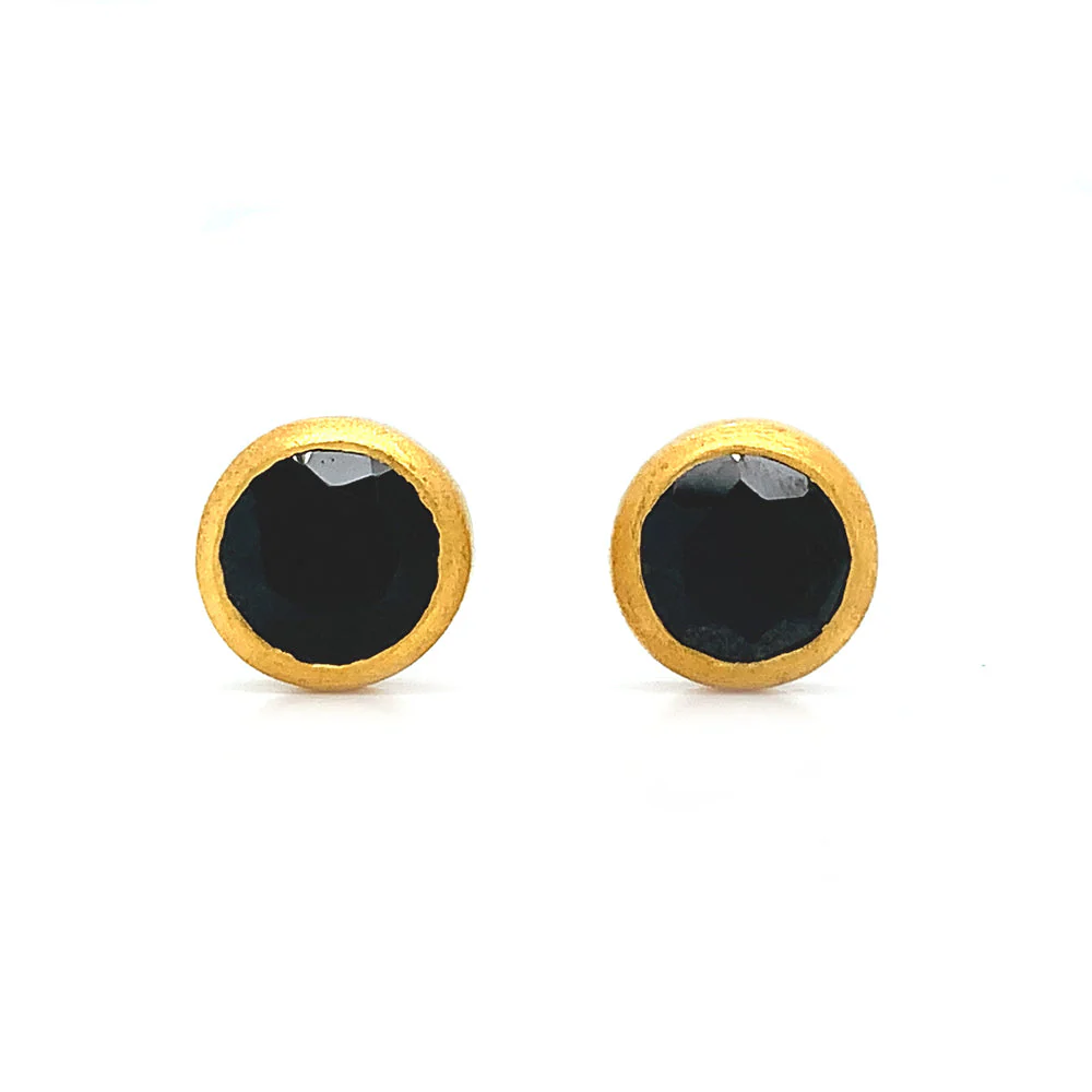 Gold Vermeil & Black Spinel Earrings - "Nighttime"