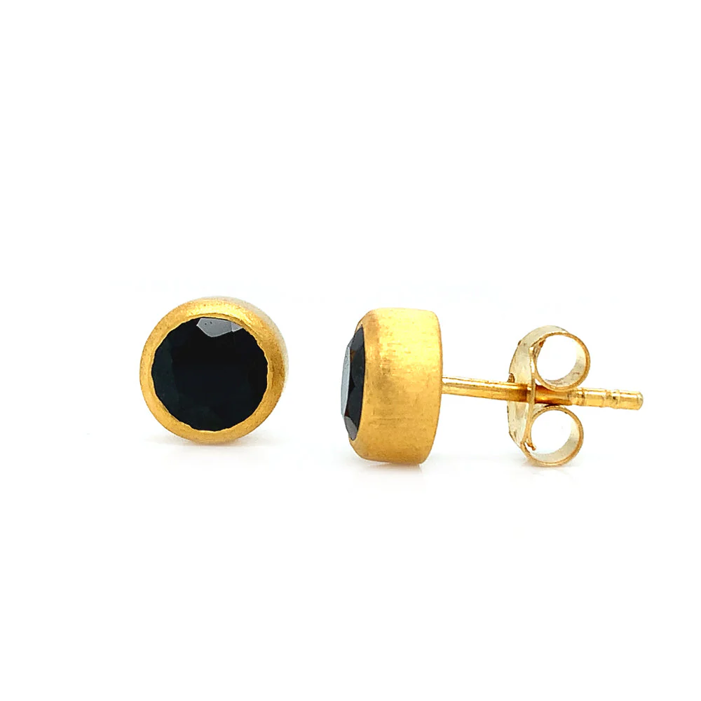 Gold Vermeil & Black Spinel Earrings - "Nighttime" - Image 2