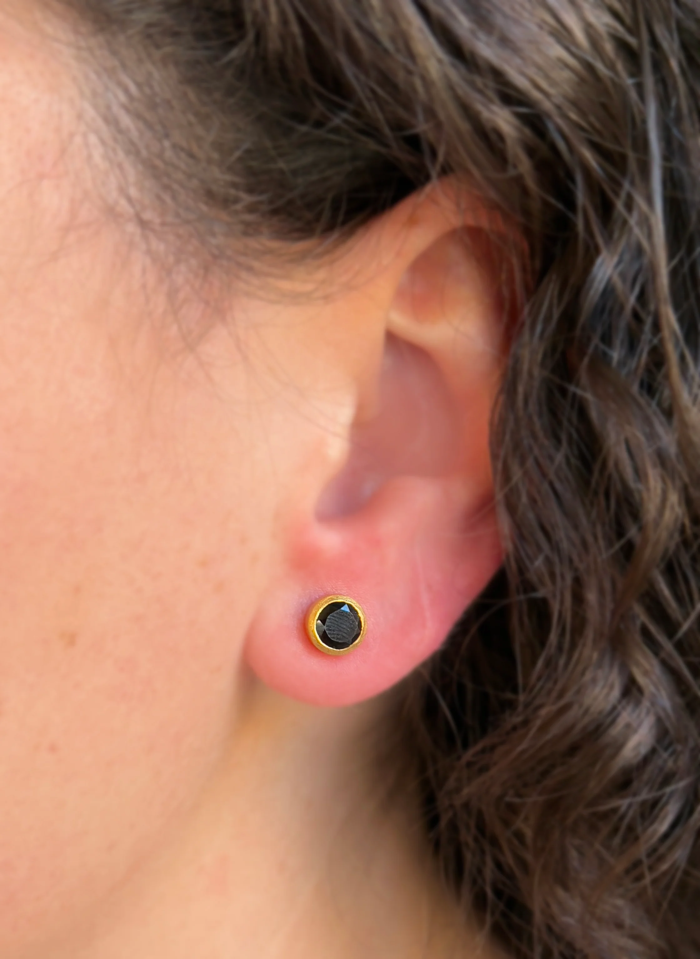Gold Vermeil & Black Spinel Earrings - "Nighttime" - Image 3
