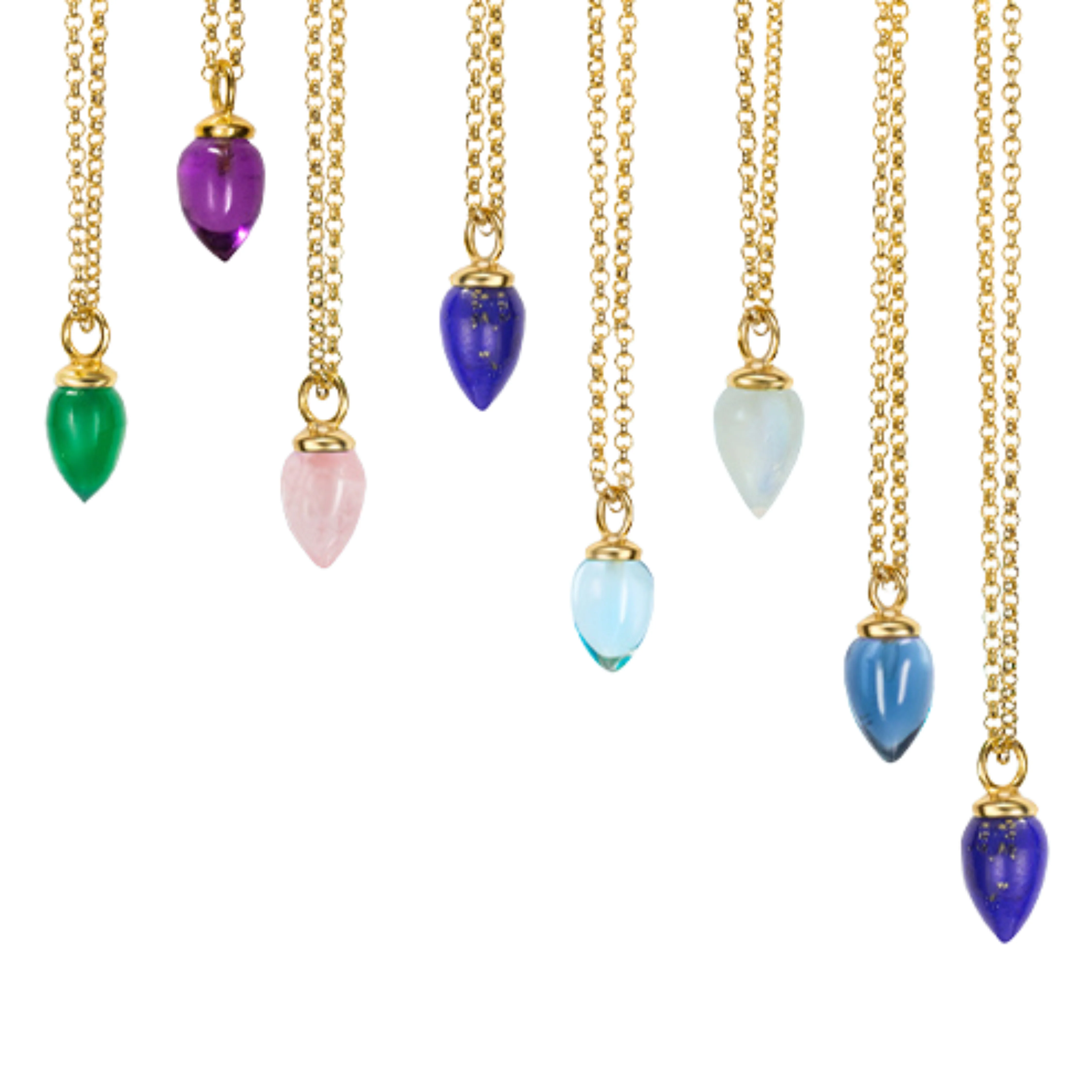 Gold Vermeil Blue Topaz Necklace - "Pendulum" - Image 3