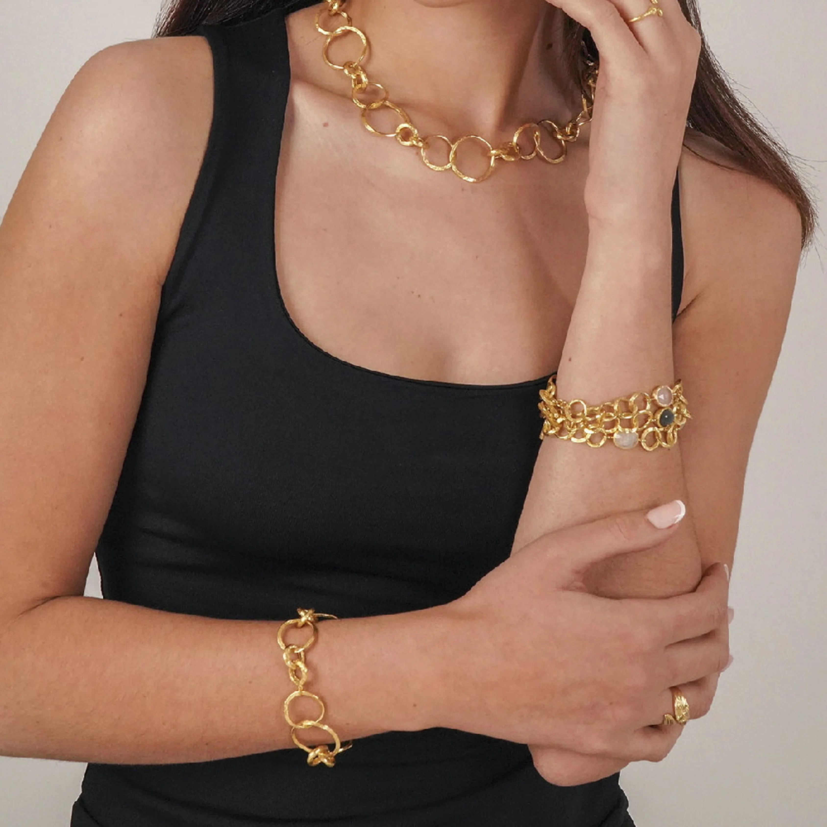 Gold Vermeil Circle Link Bracelet - "Florence" - Image 2