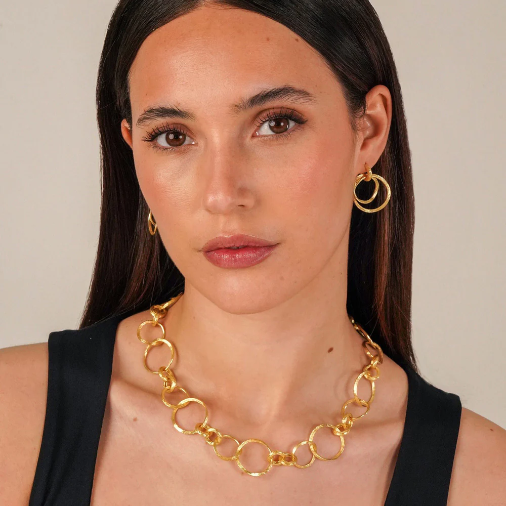 Gold Vermeil Circle Link Necklace - "Florence" - Image 2