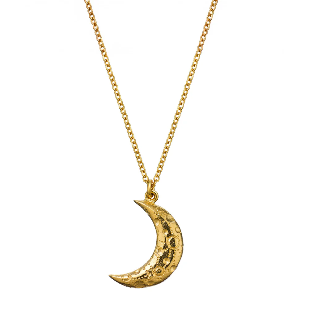 Gold Vermeil & Diamond Necklace - "Crescent Moon" - Image 3