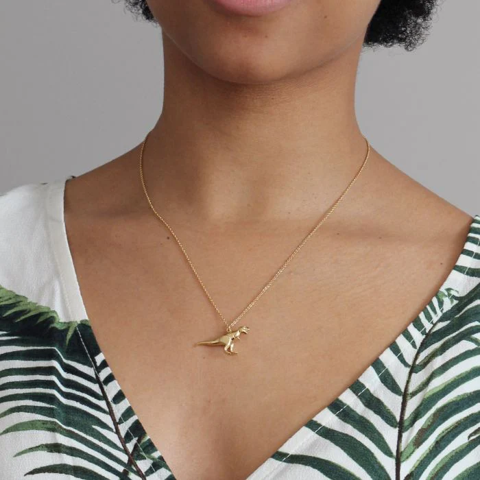 Gold Vermeil Dinosaur Necklace - "Tyrannosaurus Rex" - Image 4